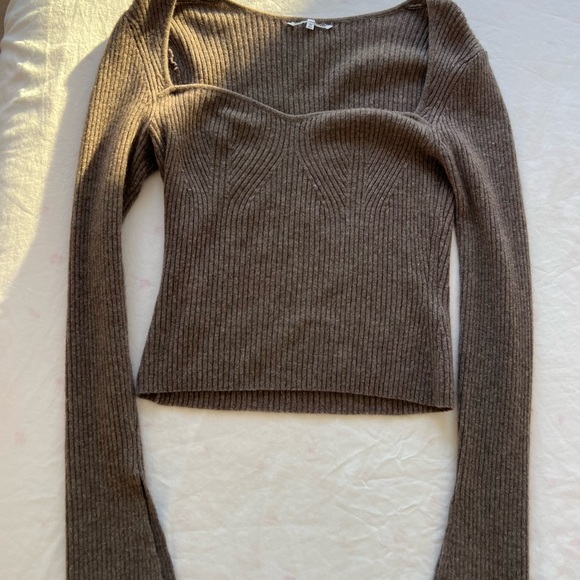 Reformation Brown/Cocoa Glenna Cashmere Sweater Size M | Luxury Quiet Elegance! - Picture 5 of 11